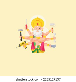 Vishwakarma Vektormascot Logo Vorlage.