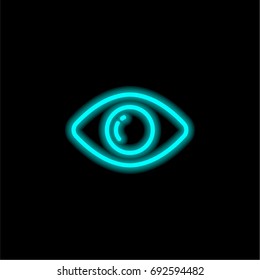 Visibility blue glowing neon ui ux icon. Glowing sign logo vector