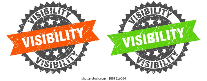 visibility grunge stamp set. visibility band sign