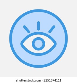 Visibility icon in blue style about essentials, use for website mobile app presentation