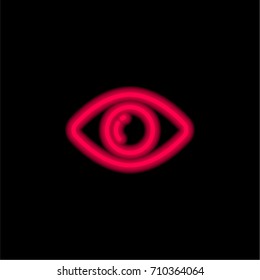 Visibility red glowing neon ui ux icon. Glowing sign logo vector