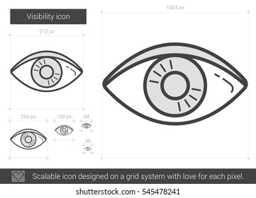 Visibility vector line icon isolated on white background. Visibility line icon for infographic, website or app. Scalable icon designed on a grid system.