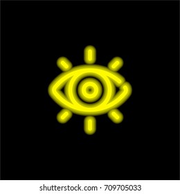 Visibility yellow glowing neon ui ux icon. Glowing sign logo vector