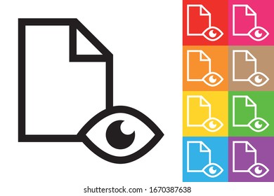 Visible File. Line Icon With Different Color Background.