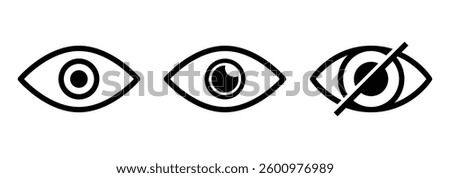 Visible and Hidden Icons. Vector set for showing and hiding content, passwords, or elements.