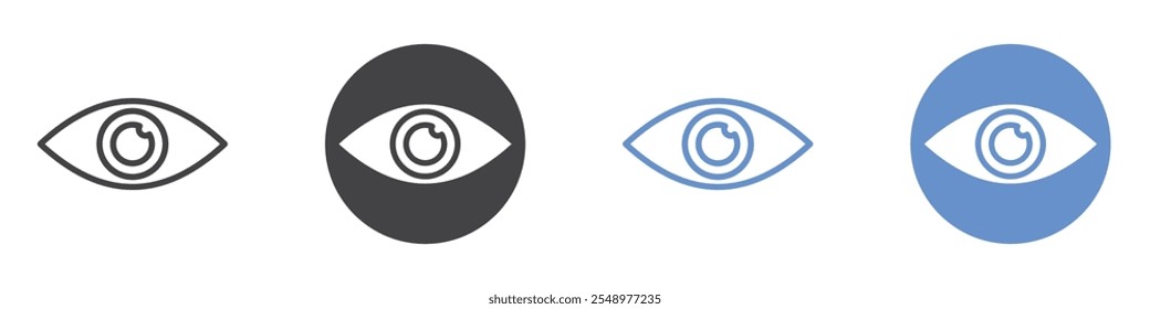 Visible icon flat line symbol set.