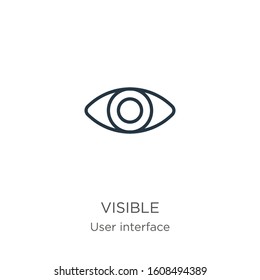 Visible icon. Thin linear visible outline icon isolated on white background from user interface collection. Line vector sign, symbol for web and mobile