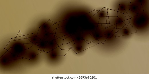 Visible interconnected geometric network of small nodes and thin lines embedded within a dark, blurred, abstract, organic-like shape.