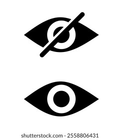 visible and invisible icon vector on white background. eye icon