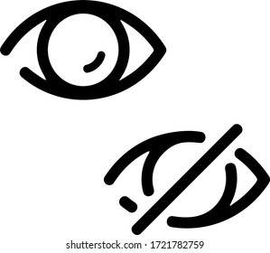 Visible and invisible vector outline user interface icons.