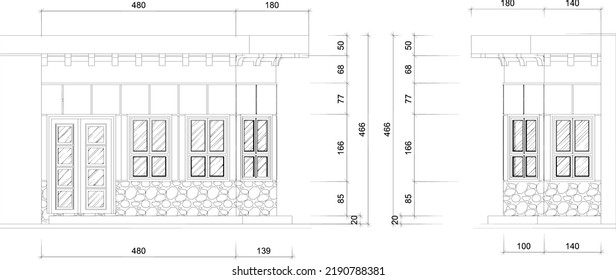 visible sketch or elevation of the security post building