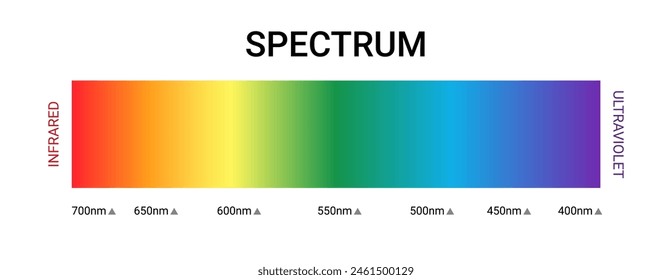 Visible spectrum color wavelength uv gamma vector illustration. Visible light spectrum science diagram