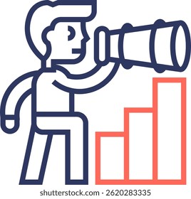 Vision Ahead Icon Line Color Vector Illustration
