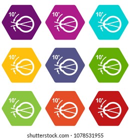 Vision angle icons 9 set coloful isolated on white for web