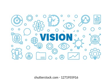 Vision Horizontal Blue Outline Banner Vector Stock Vector (Royalty Free ...