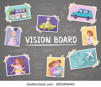 Vision Board Cartoon Background Wealth Family Stock Vector (Royalty ...