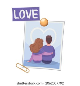 Vision Board Composition With Photo Of Loving Couple And Text Vector Illustration