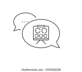 Vision board line icon. Chat bubble design. Oculist eye clinic sign. Optometry symbol. Outline concept. Thin line vision board icon. Vector