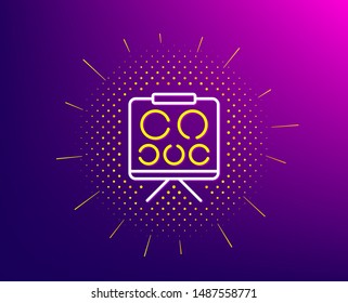 Vision board line icon. Halftone pattern. Oculist eye clinic sign. Optometry symbol. Gradient background. Vision board line icon. Yellow halftone pattern. Vector