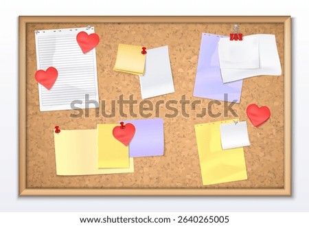 Vision Board Realistic Illustration with notes and hearts
