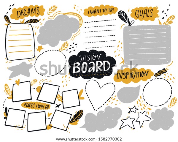 Vision Board Template Space Goals Dreams Stock Vector Royalty Free