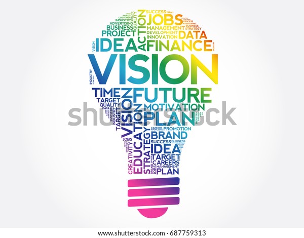 Vision Bulb Word Cloud Collage Business Stock Vector (Royalty Free ...