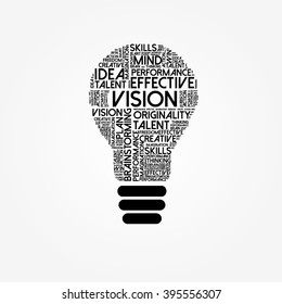 Vision bulb word cloud, education concept