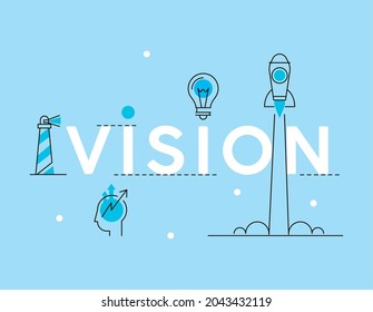 vision business icons and word