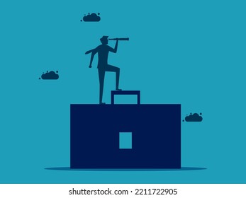 Vision of business opportunities. businessman looking through binoculars