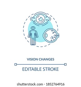 Vision changes concept icon. Vitamin shortages symptom idea thin line illustration. Potential eyesight issues minimizing. Vector isolated outline RGB color drawing. Editable stroke