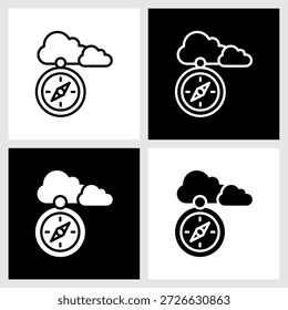 Vision-Kompass-Symbol mit schwarz-weißem Hintergrund
