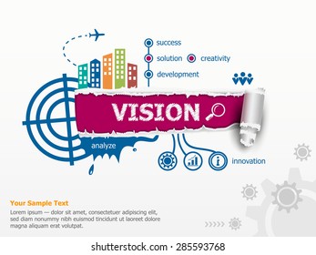 Vision concept and breakthrough paper hole with ragged edges with a space for your message.   