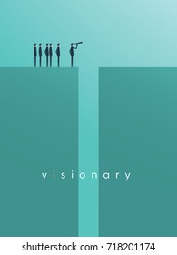 Vision concept in business with vector icon of businessman and telescope, monocular. Symbol leadership, strategy, mission, objectives. Eps10 vector illustration.