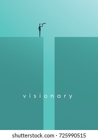 Vision-Konzept im Geschäft mit Vektorillustration Ikone der Geschäftsleute und Teleskop, monokular. Symbolführung, Strategie, Mission, Ziele. Eps10 Vektorillustration Illustration.