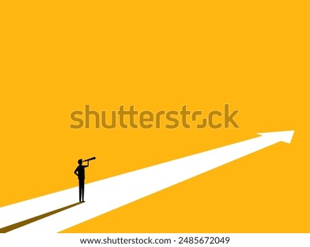Vision concept. Businessman and binoculars
