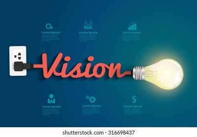 Vision concept with creative light bulb idea, Vector illustration modern design template