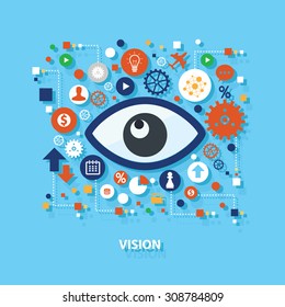 Vision concept design on blue background,clean vector