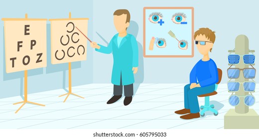 Vision correction horizontal banner concept. Cartoon illustration of vision correction vector horizontal banner for web