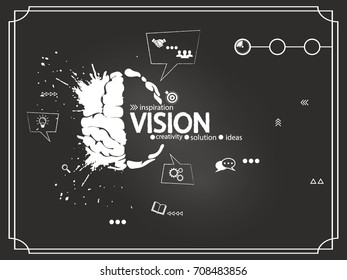 Vision creative brain concept vector illustration.