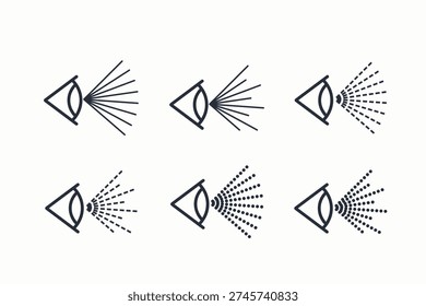 Vision detection direction icon set.