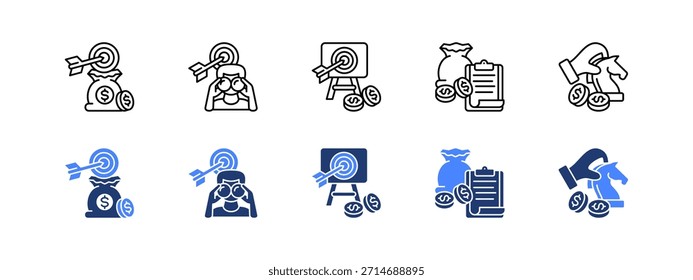 Visión y dirección con dos estilos, línea e icono de duotono.