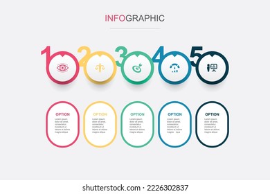 vision, ethics, goal, performance, planning icons Infographic design template. Creative concept with 5 steps