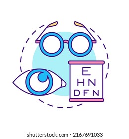 Vision examination concept icon for light theme. Professional ophthalmologist consultation. Eyesight problems treatment abstract idea thin line illustration. Isolated outline drawing