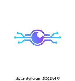 vision eye digital logo, eye technology design vector illustration
