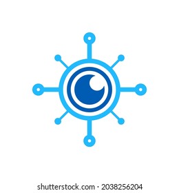 logotipo digital de visión, diseño de tecnología de ojos ilustración vectorial