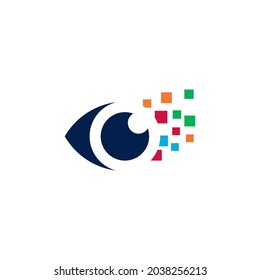 vision eye digital logo, eye technology design vector illustration