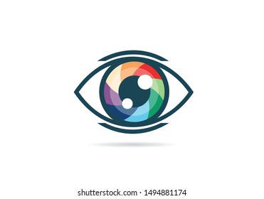 vision eye icon. flat colorful eye logo or icon
