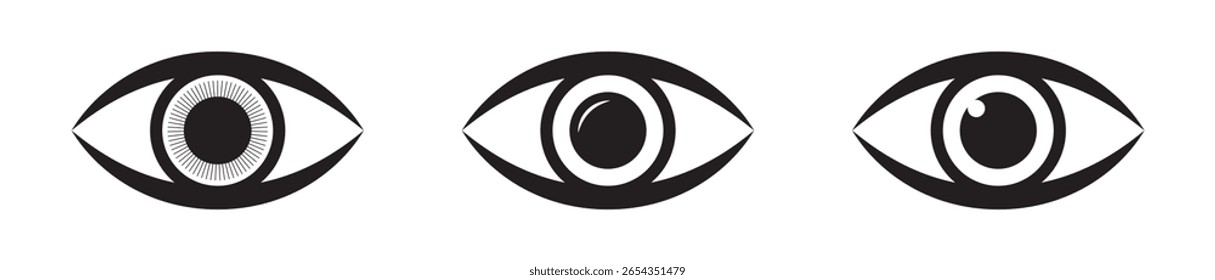 Icono del ojo de la visión. Conjunto de iconos de globo ocular humano.