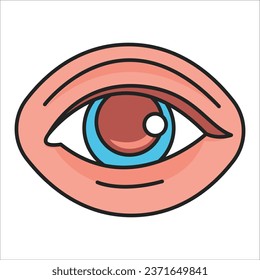 Vision eye icon vector illustration, one of the five human senses to see, body anatomy study