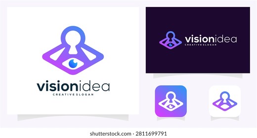 Vision Eye and Keyhole logo concept. Security Tech and Data Privacy Protection vector icon idea.	
